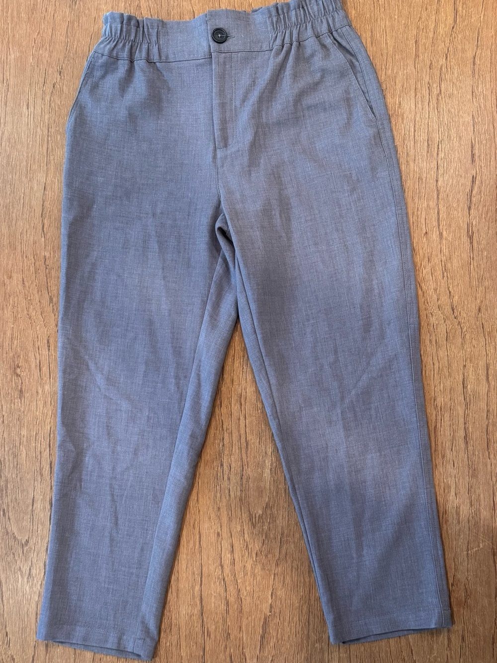 DEX Grey High Rise Paperbag Waist Cropped Stretch Pants M
